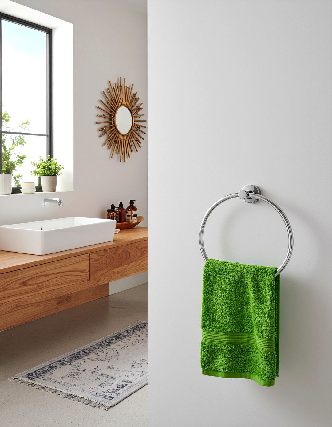 Mid century modern towel ring - 30 bathroom towel ring ideas