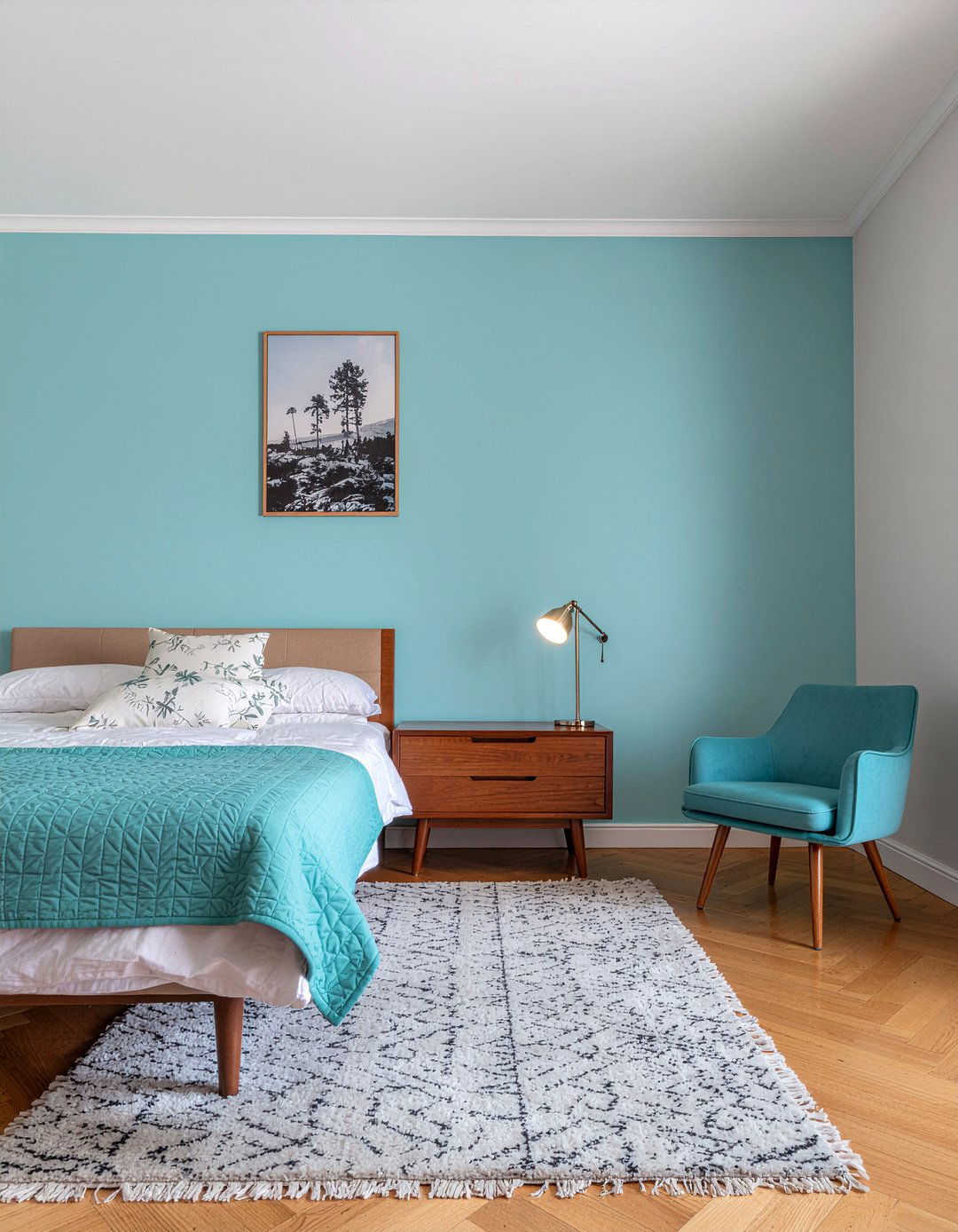 Mid century modern turquoise bedroom - 30 turquoise bedroom ideas