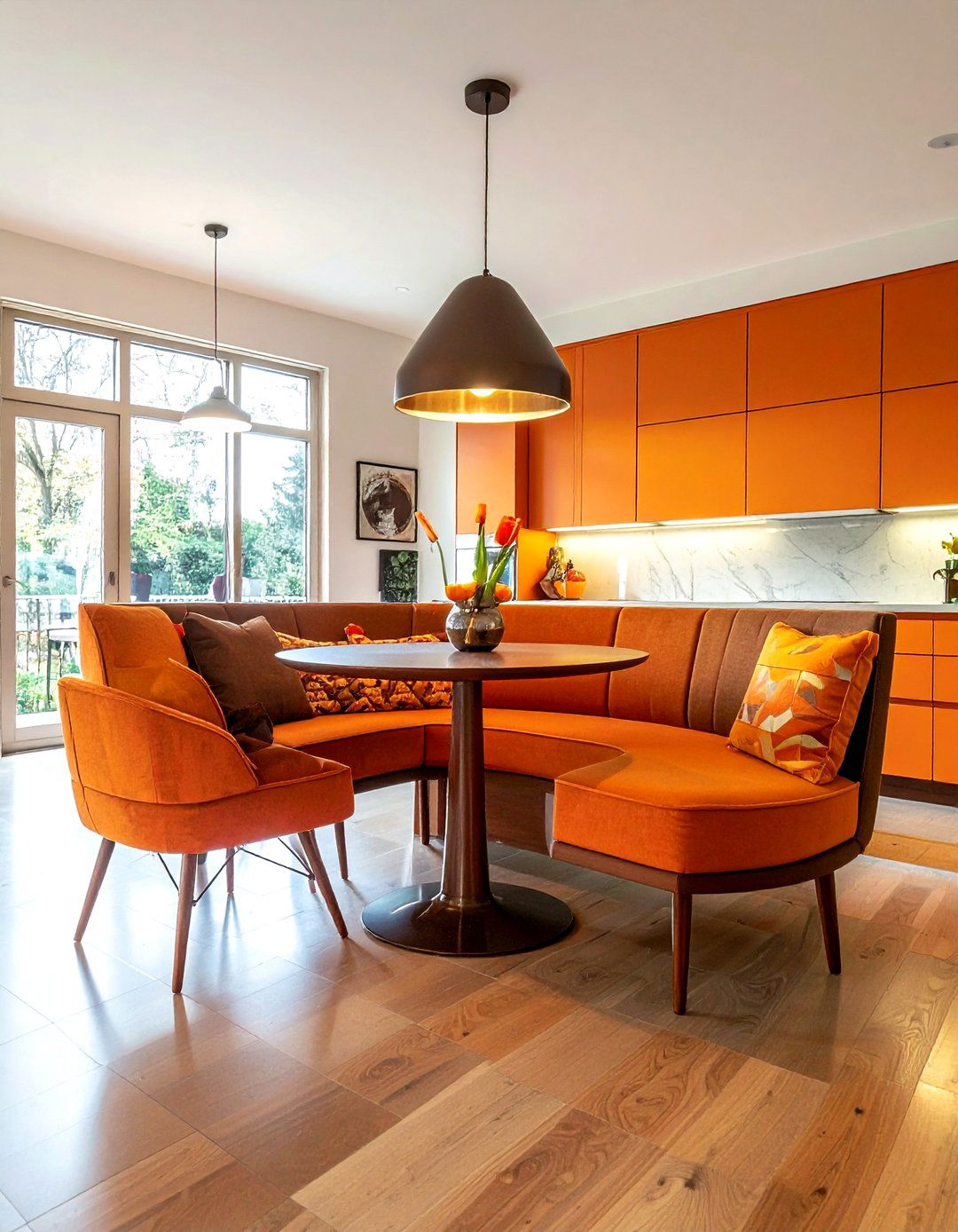 Mid century modern u shaped nook - 30 U-shaped banquette dining ideas