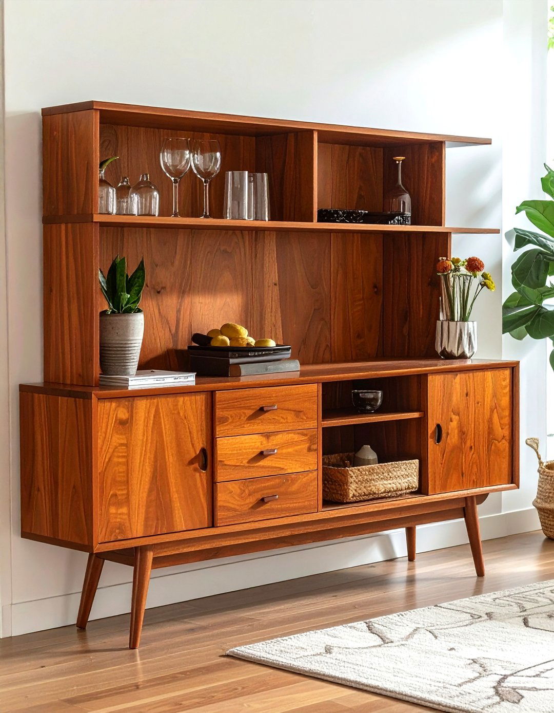 Mid century modern wall unit - 30 living room wall shelving ideas
