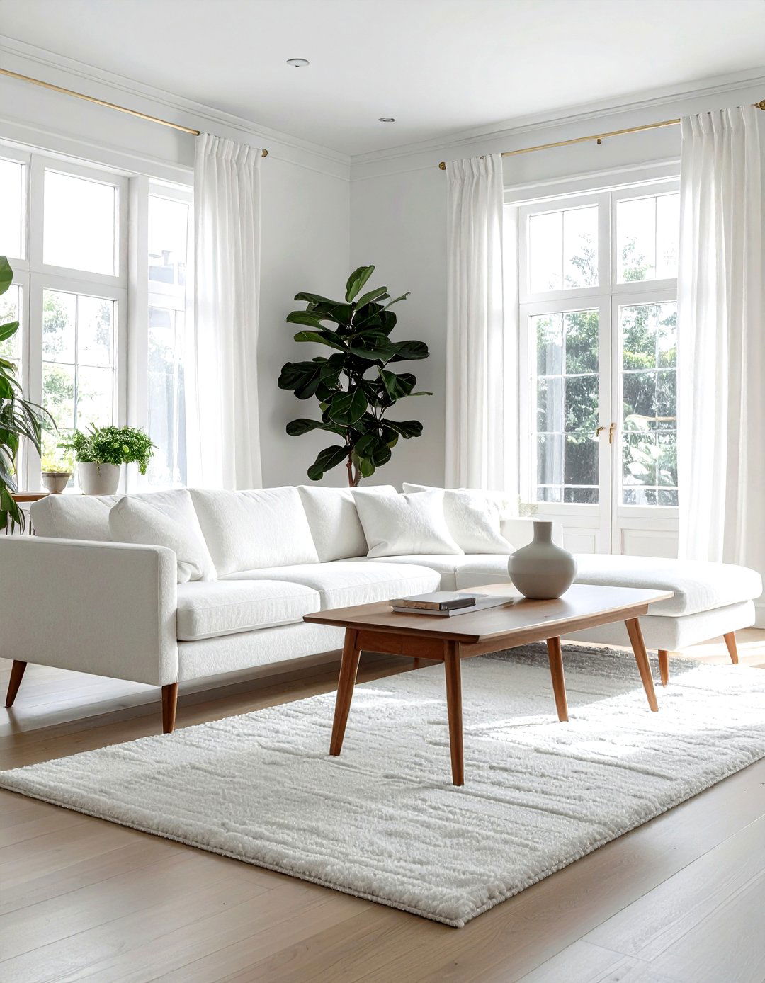 Mid century modern white living room - 30 white and white living room ideas