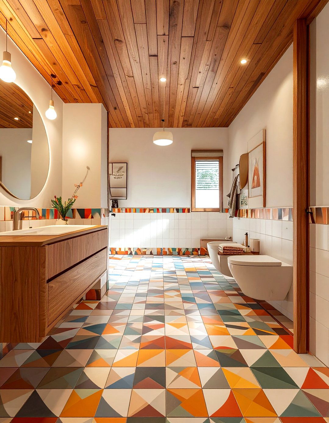 Mid century modern wood ceiling - 30 wood ceiling bathroom ideas