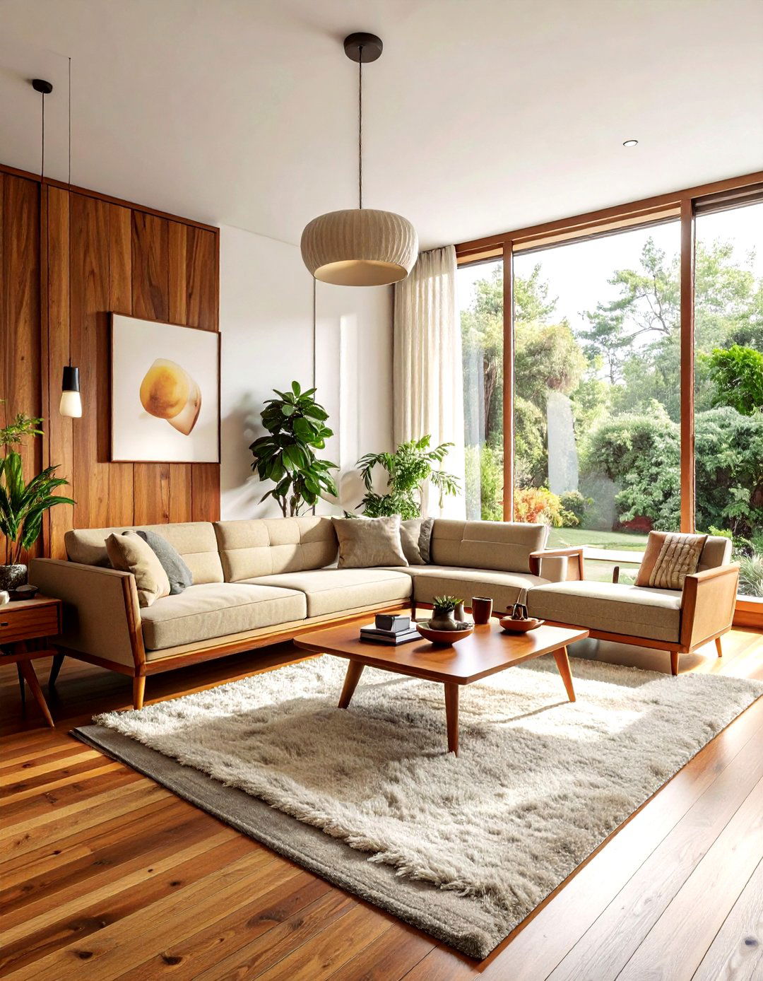 Mid century modern wood wall - 30 living room paneled walls ideas