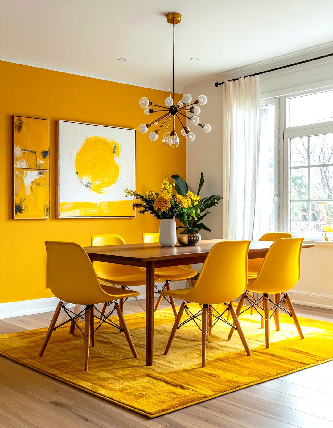 Mid century modern yellow dining room - 30 yellow dining room ideas