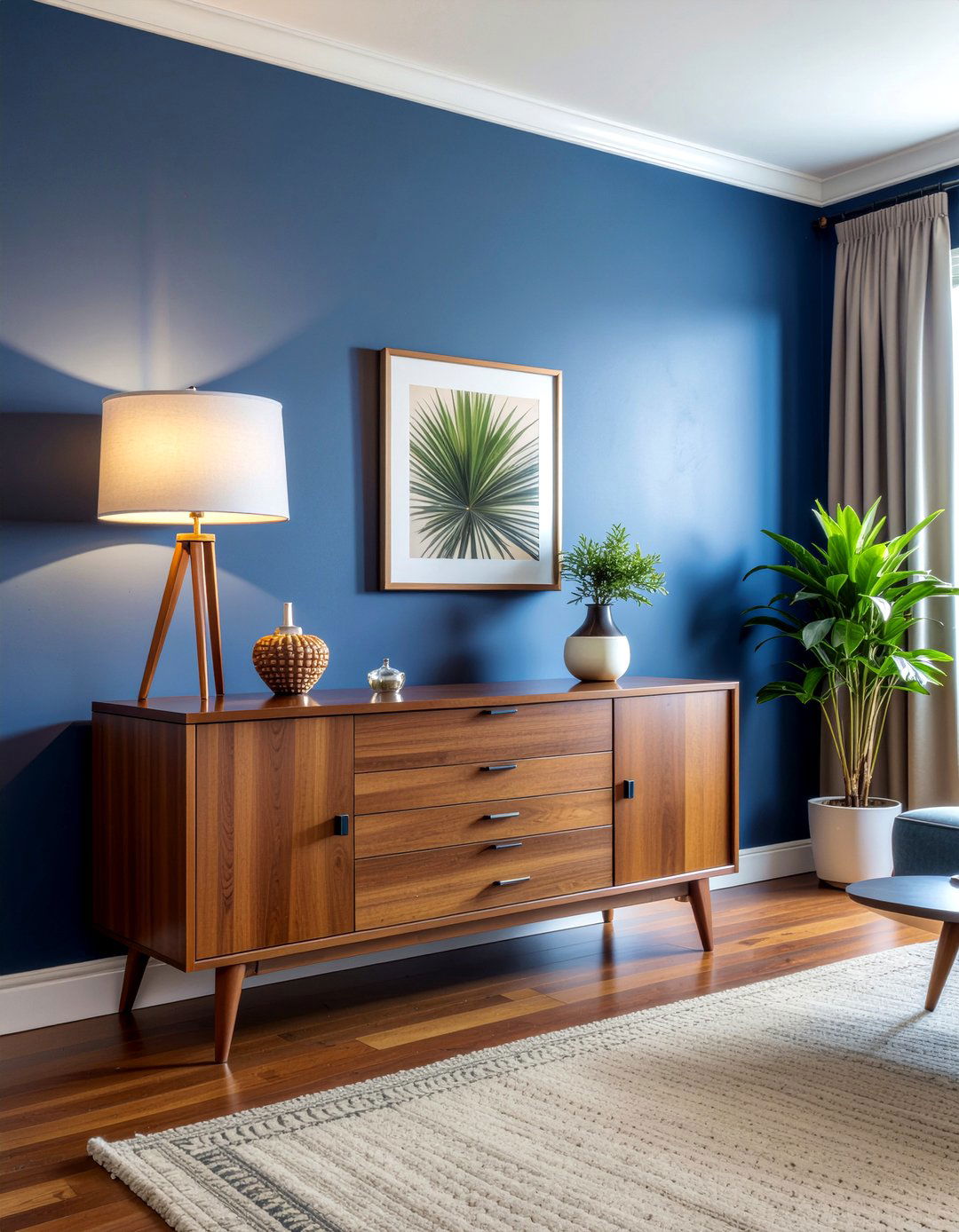 Mid century navy living room - 30 living room navy walls