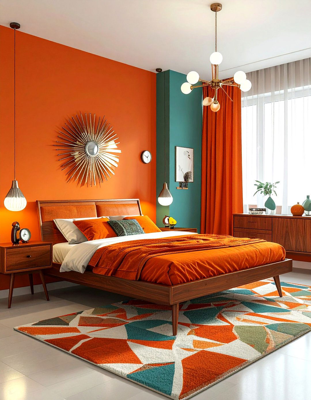 Mid century orange bedroom - 30 orange bedroom decor ideas