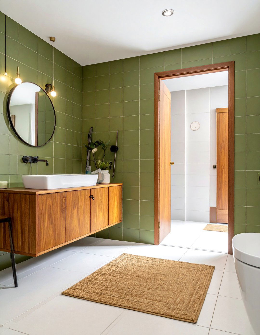 Mid century pocket door - 30 bathroom pocket door ideas