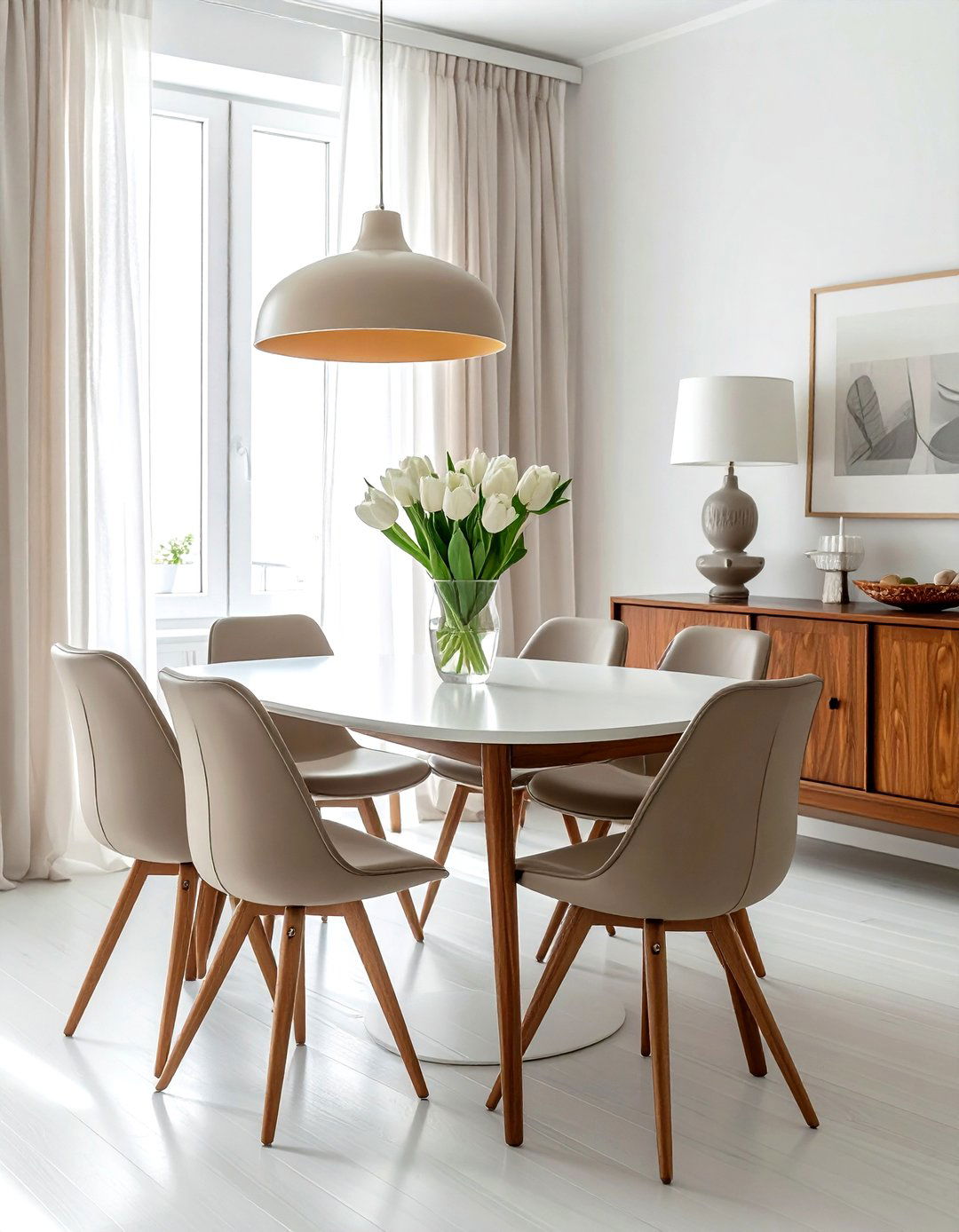 Mid century taupe dining room - 30 taupe and white dining room ideas