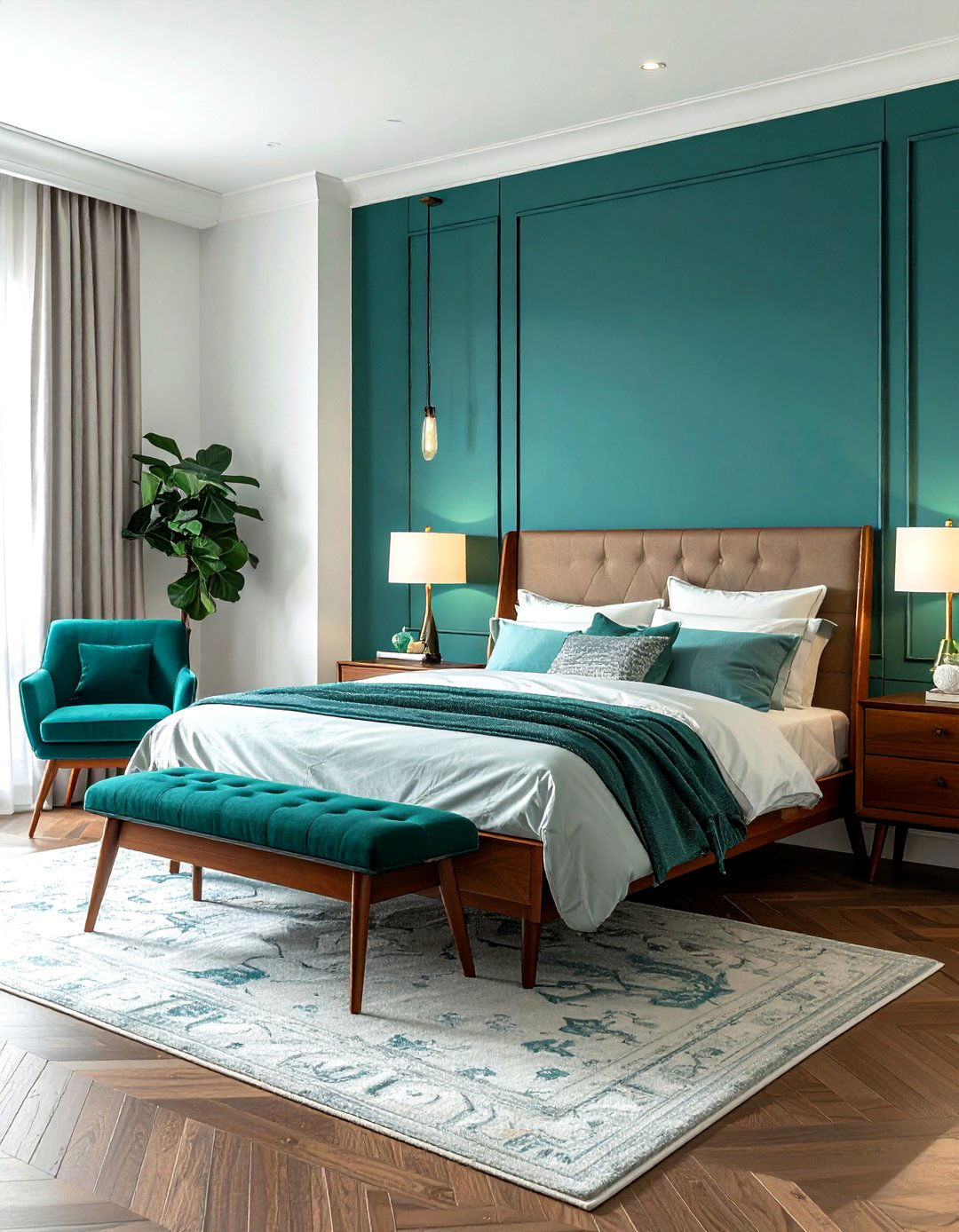 Mid century teal bedroom - 30 minimalist teal bedroom ideas