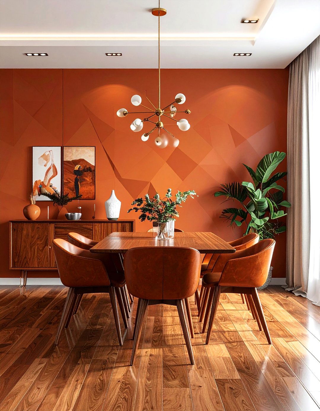 Mid century terracotta dining - 30 terracotta dining room ideas