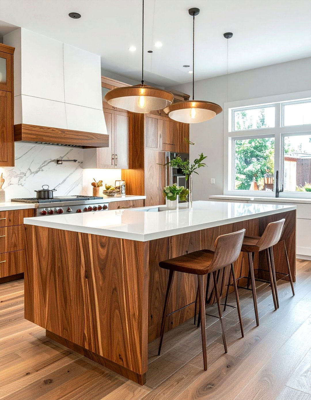 Mid century waterfall island - 30 waterfall countertop kitchen ideas