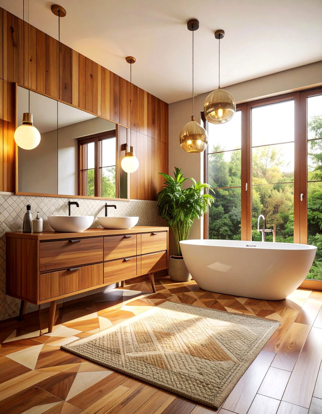 Mid century wood bathroom - 30 wood accent bathroom ideas