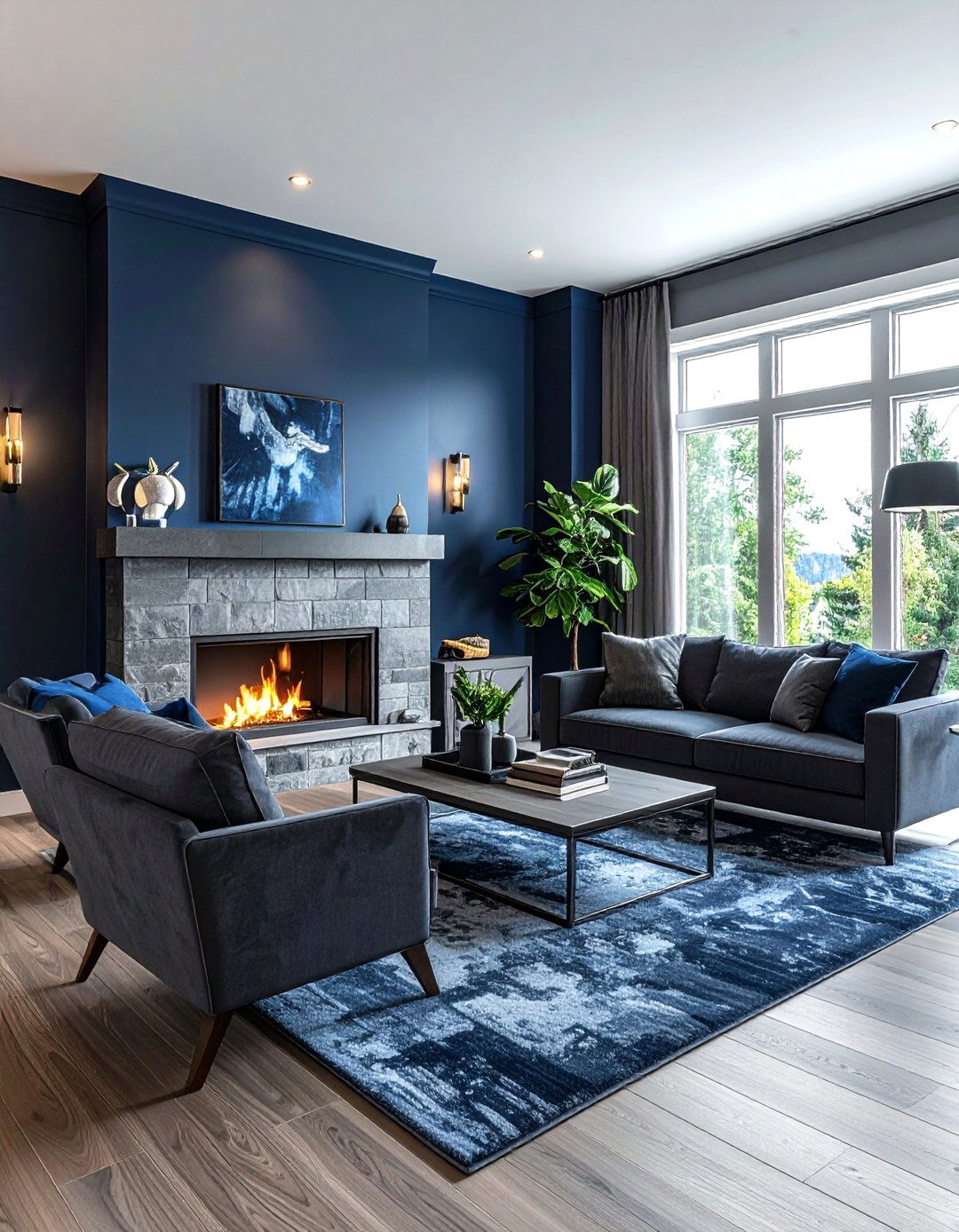 Midnight Blue And Gray Living Room - 30 blue and gray living room ideas