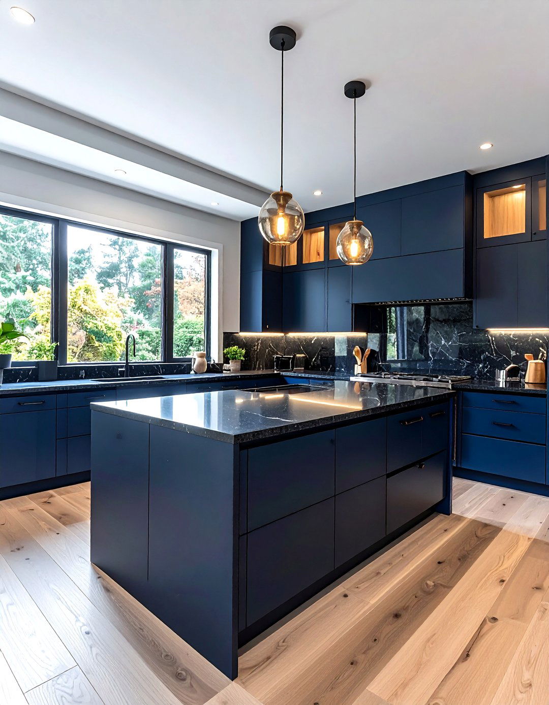 Midnight Blue And Oak Kitchen - 30 two-tone kitchen ideas