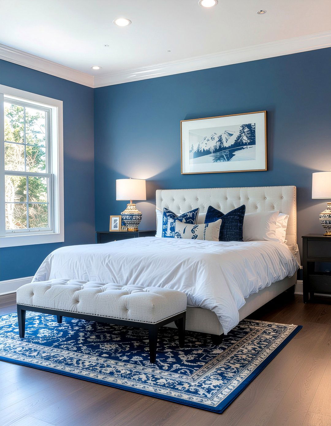 Midnight Blue And White Bedroom - 30 blue and white bedroom ideas