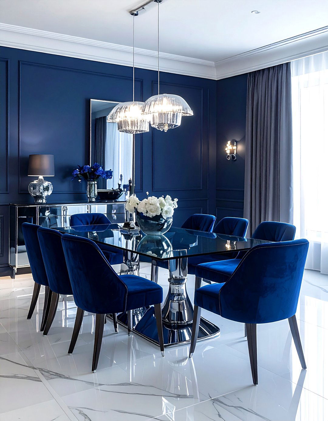 Midnight Blue Dining Room - 30 blue dining room design ideas