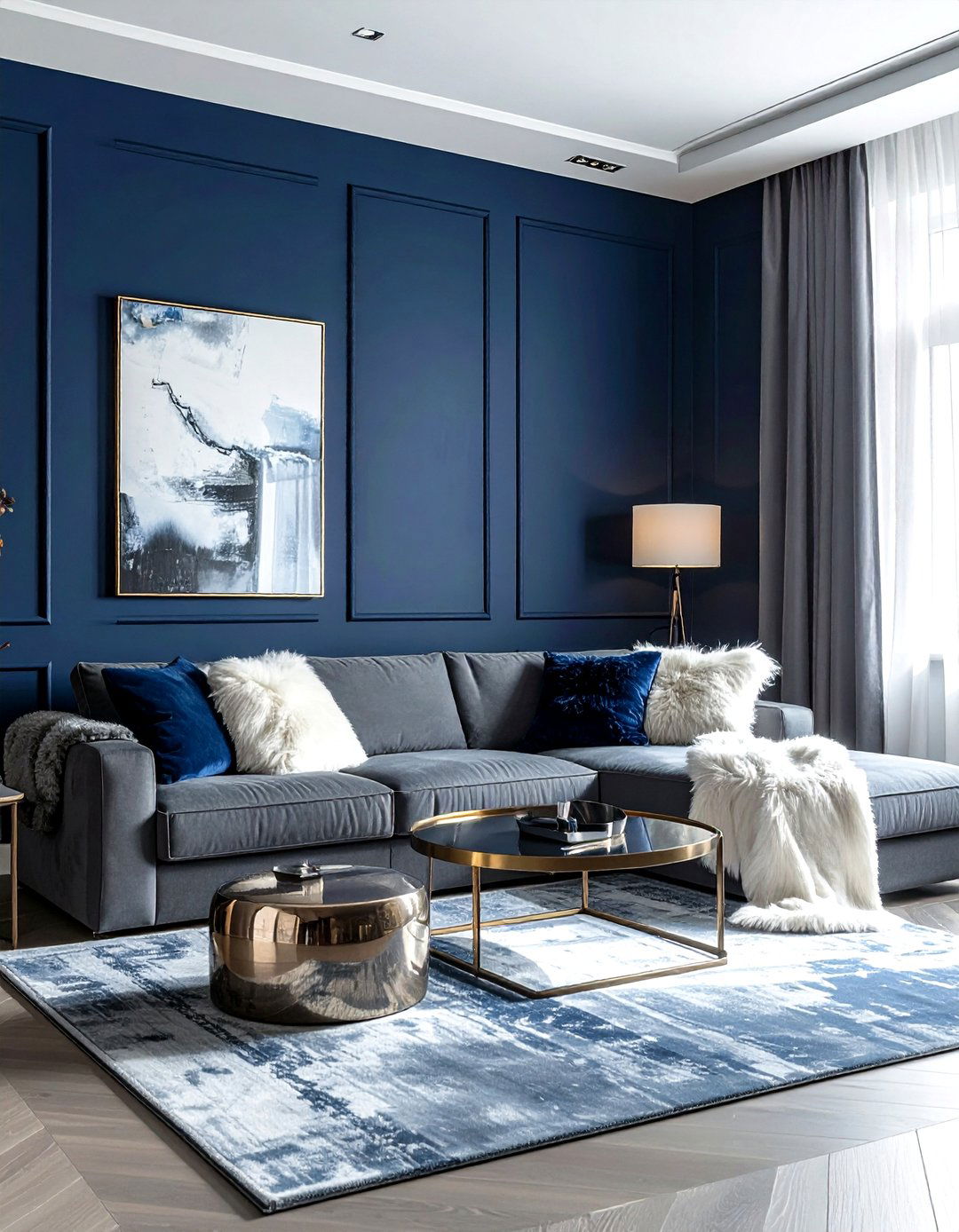 Midnight Blue Living Room - 30 blue living room design ideas