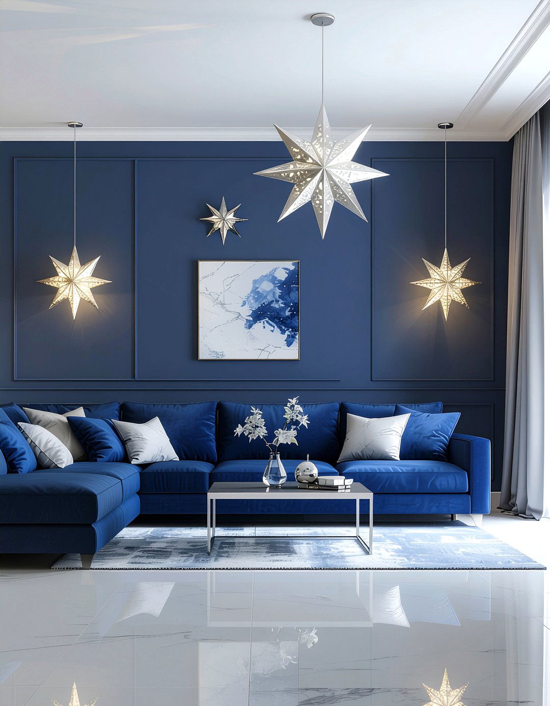 Midnight Blue Living Room - 30 jewel toned living room ideas