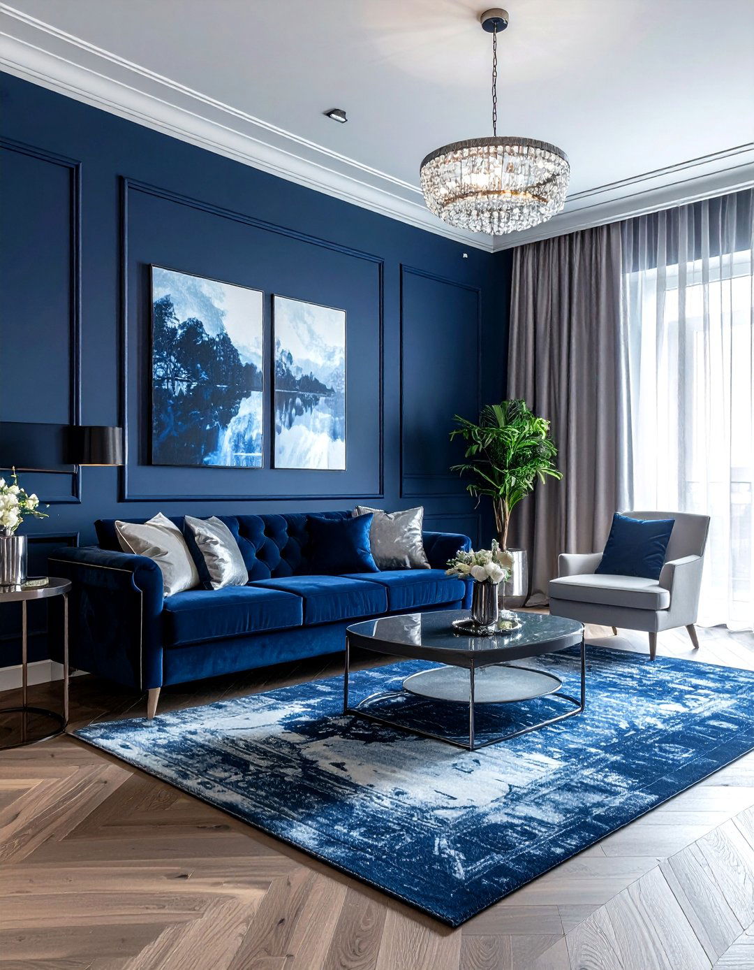 Midnight Blue Living Room - 30 blue living room decor ideas