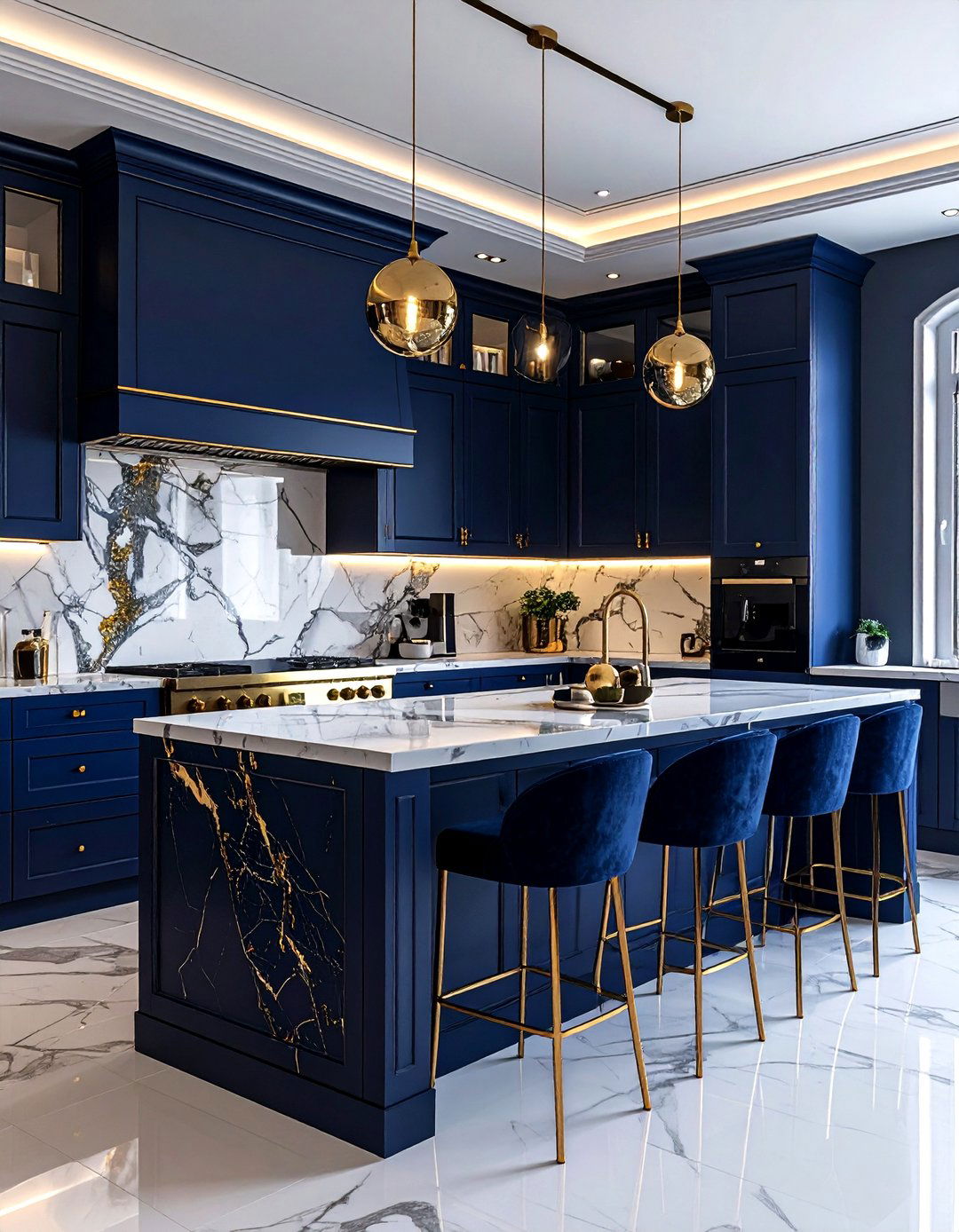 Midnight Blue Luxury Kitchen - 30 blue kitchen decor ideas