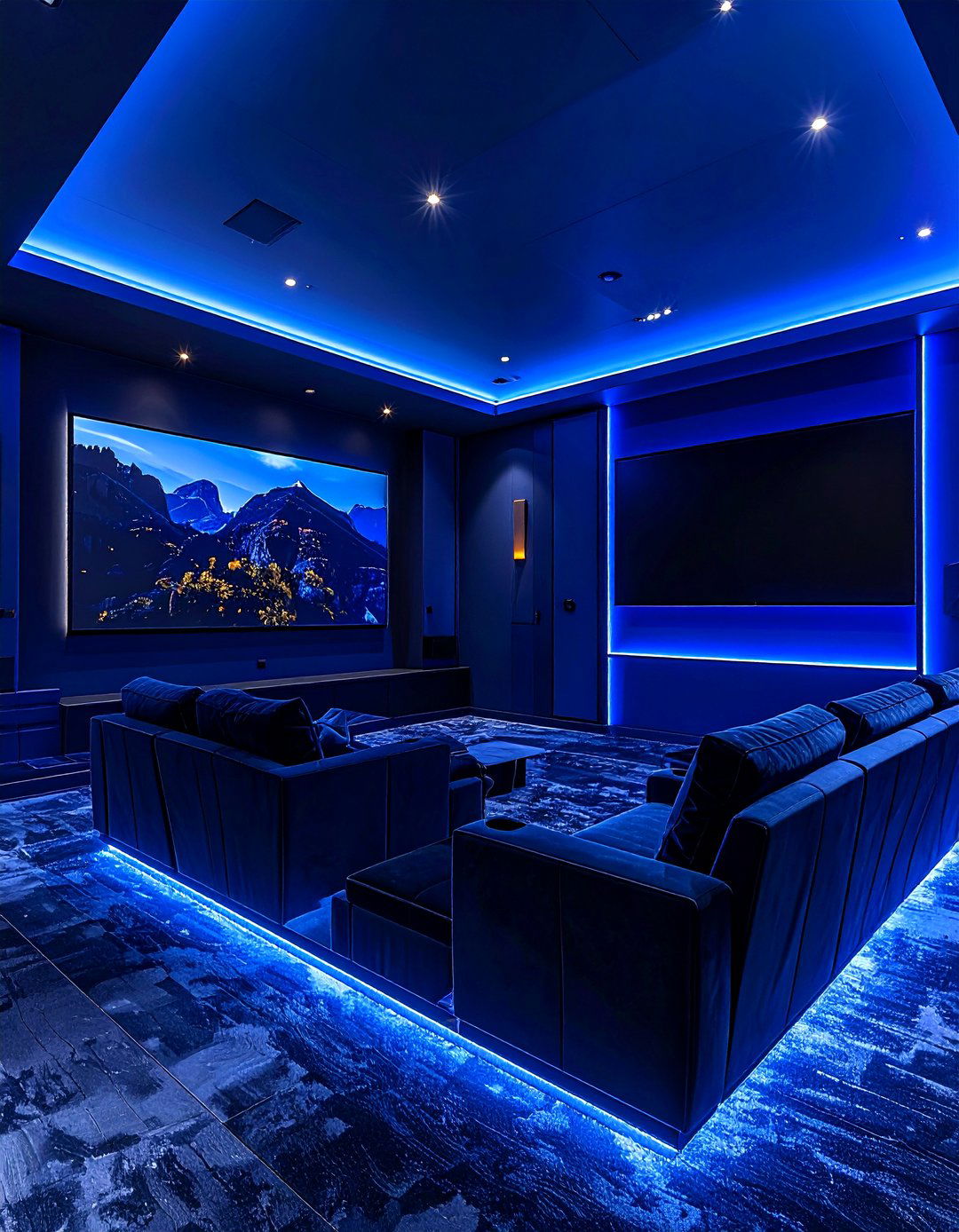 Midnight Blue Media Room - 30 blue decor ideas