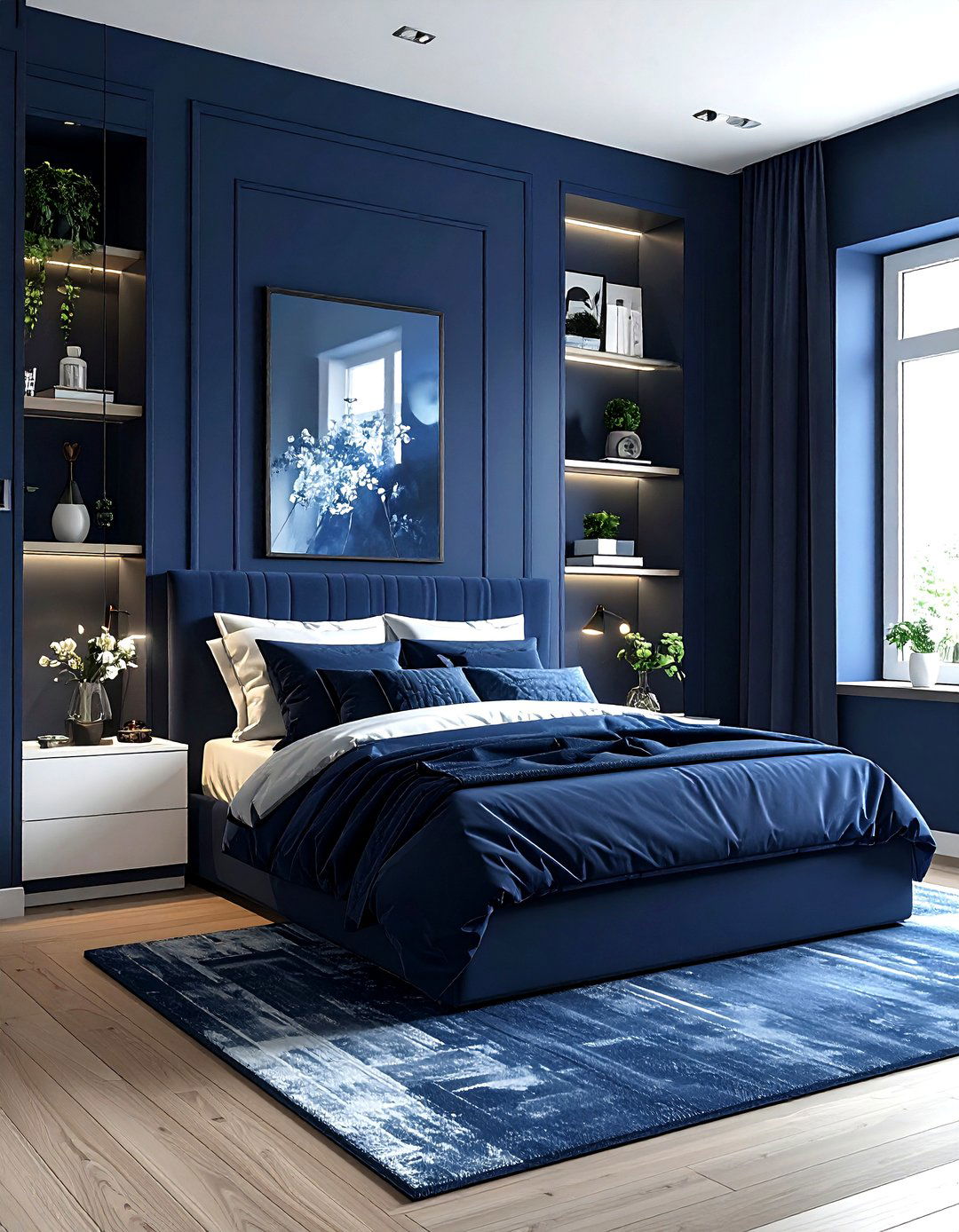 Midnight Blue Small Bedroom - 30 minimalist blue bedroom ideas