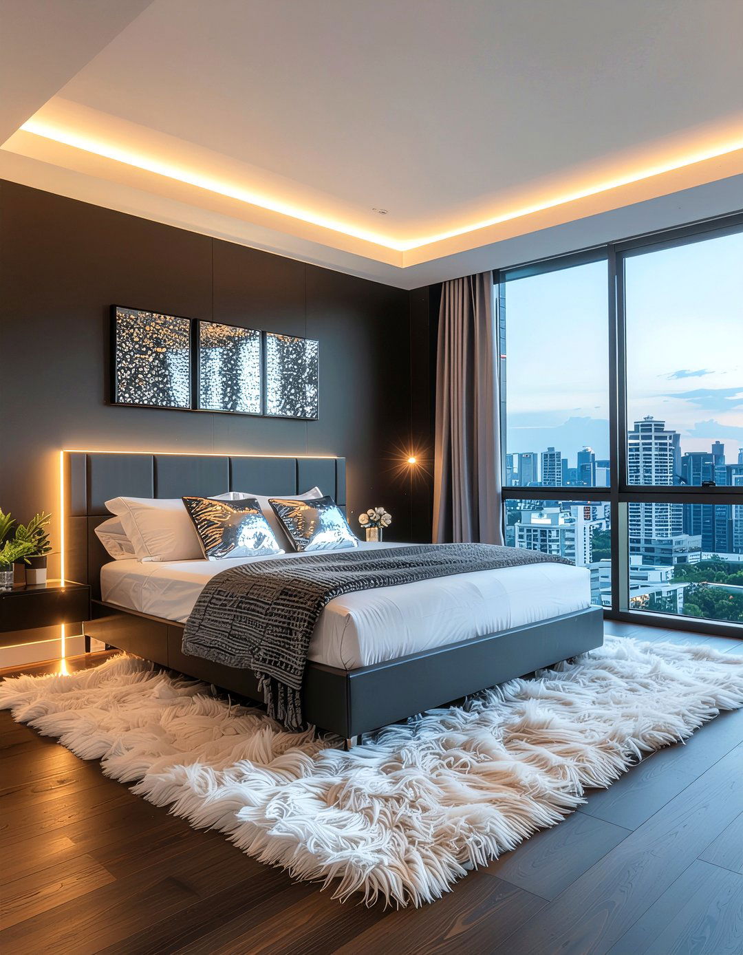Midnight black bedroom - 30 bedroom color ideas