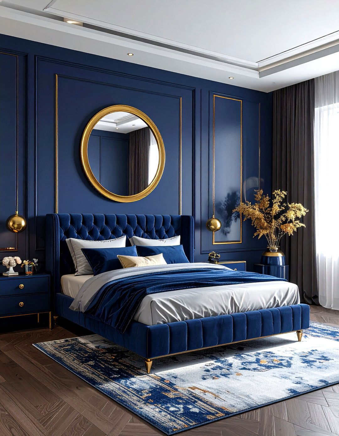 Midnight blue and gold - 30 modern blue bedroom ideas