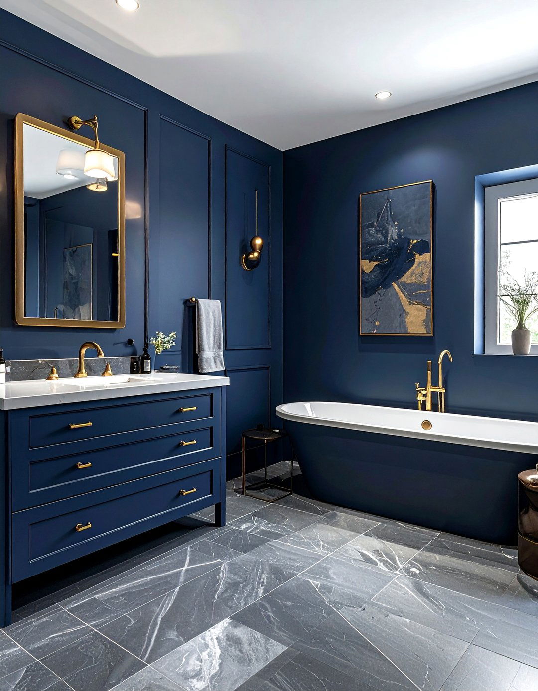 Midnight blue and slate bathroom - 30 blue and gray bathroom ideas
