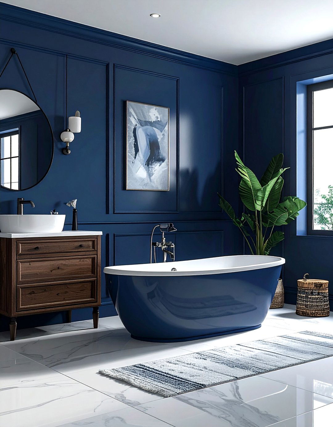 Midnight blue bathroom - 30 cool tone bathroom ideas