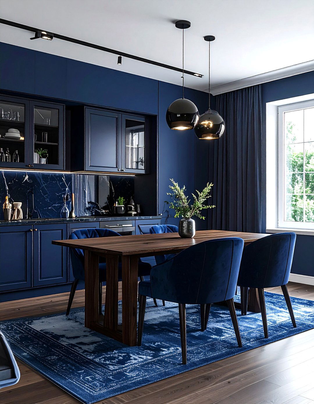 Midnight blue dining room - 30 blue dining room ideas