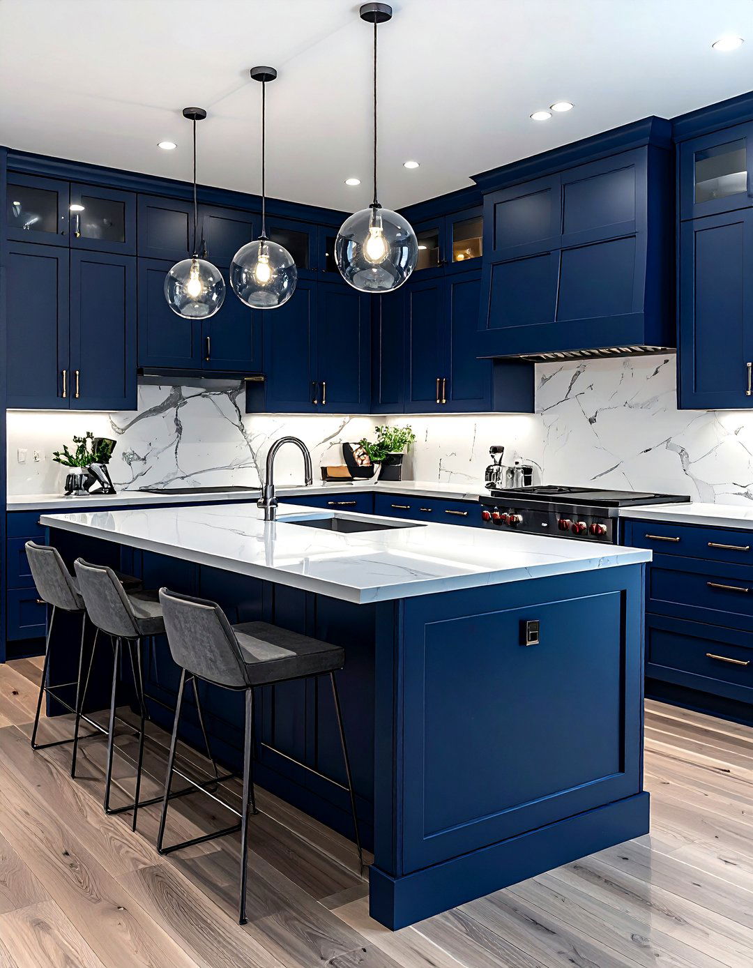 Midnight blue kitchen cabinets - 30 cool blue kitchen ideas