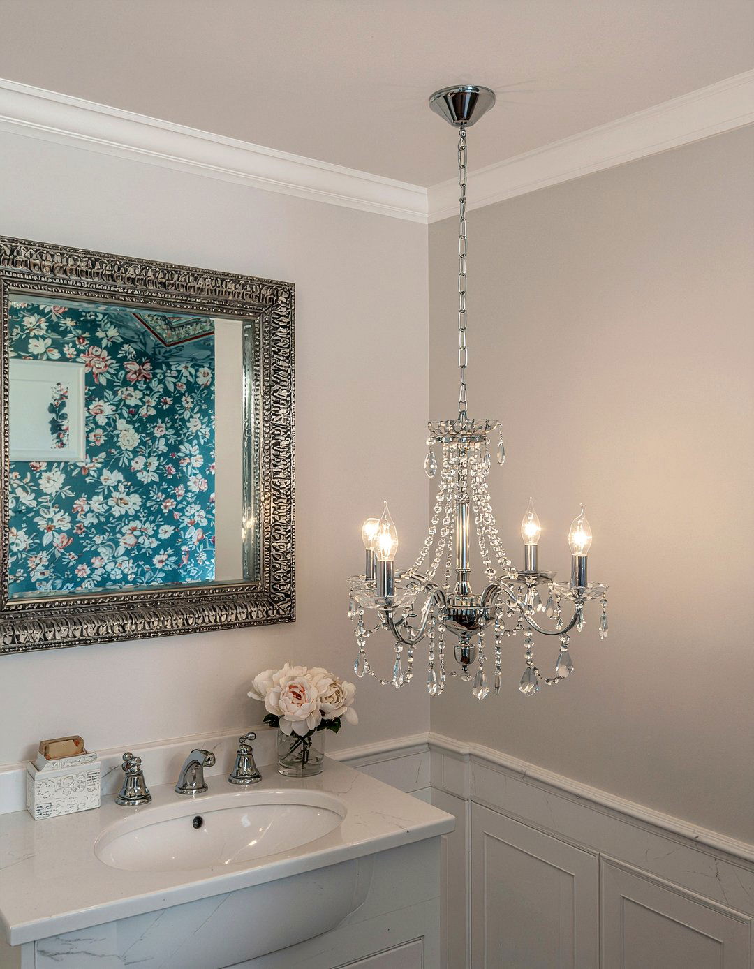 Mini bathroom chandelier - 30 bathroom chandelier ideas