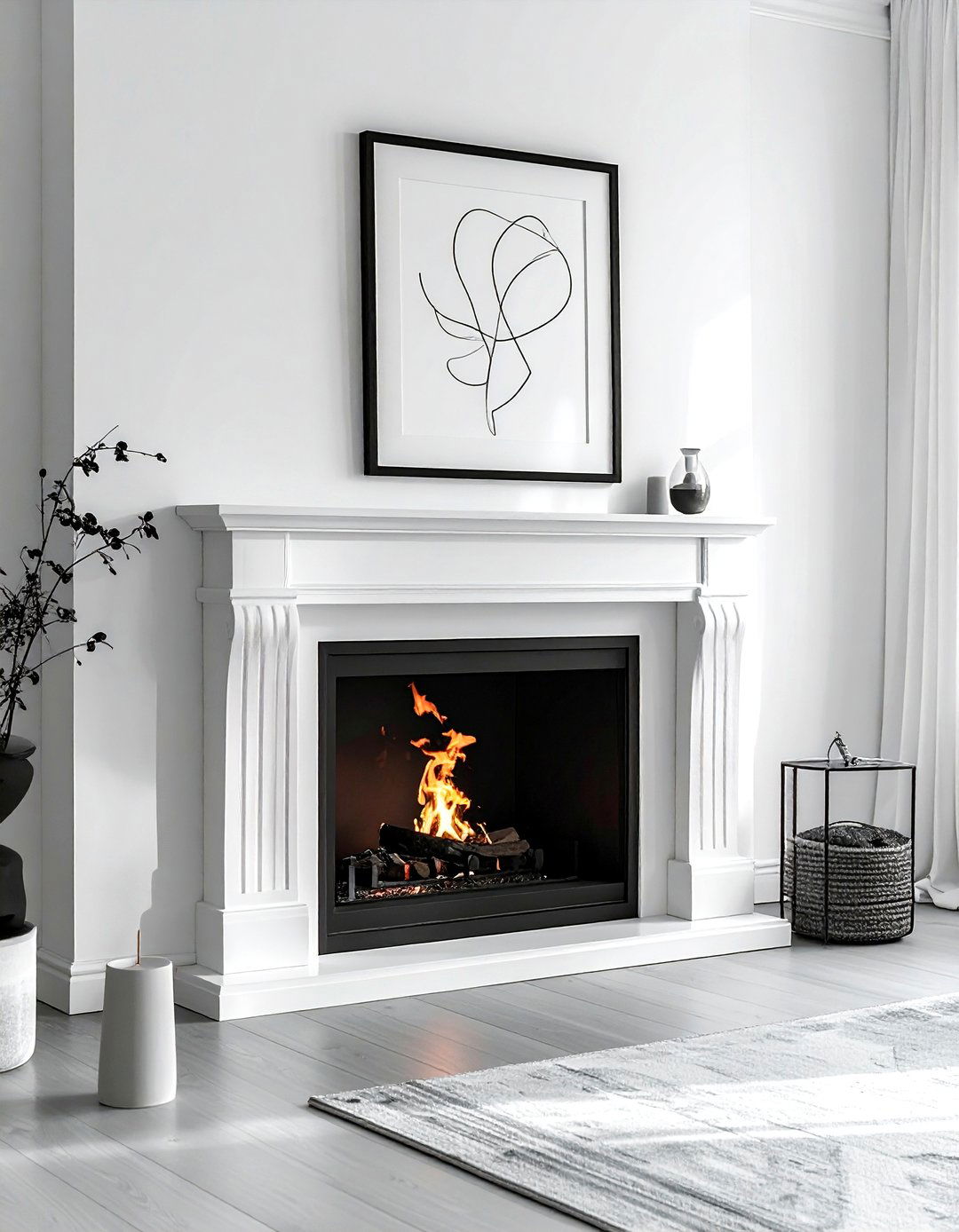 Minimal Line Drawing - 30 layered mantel ideas