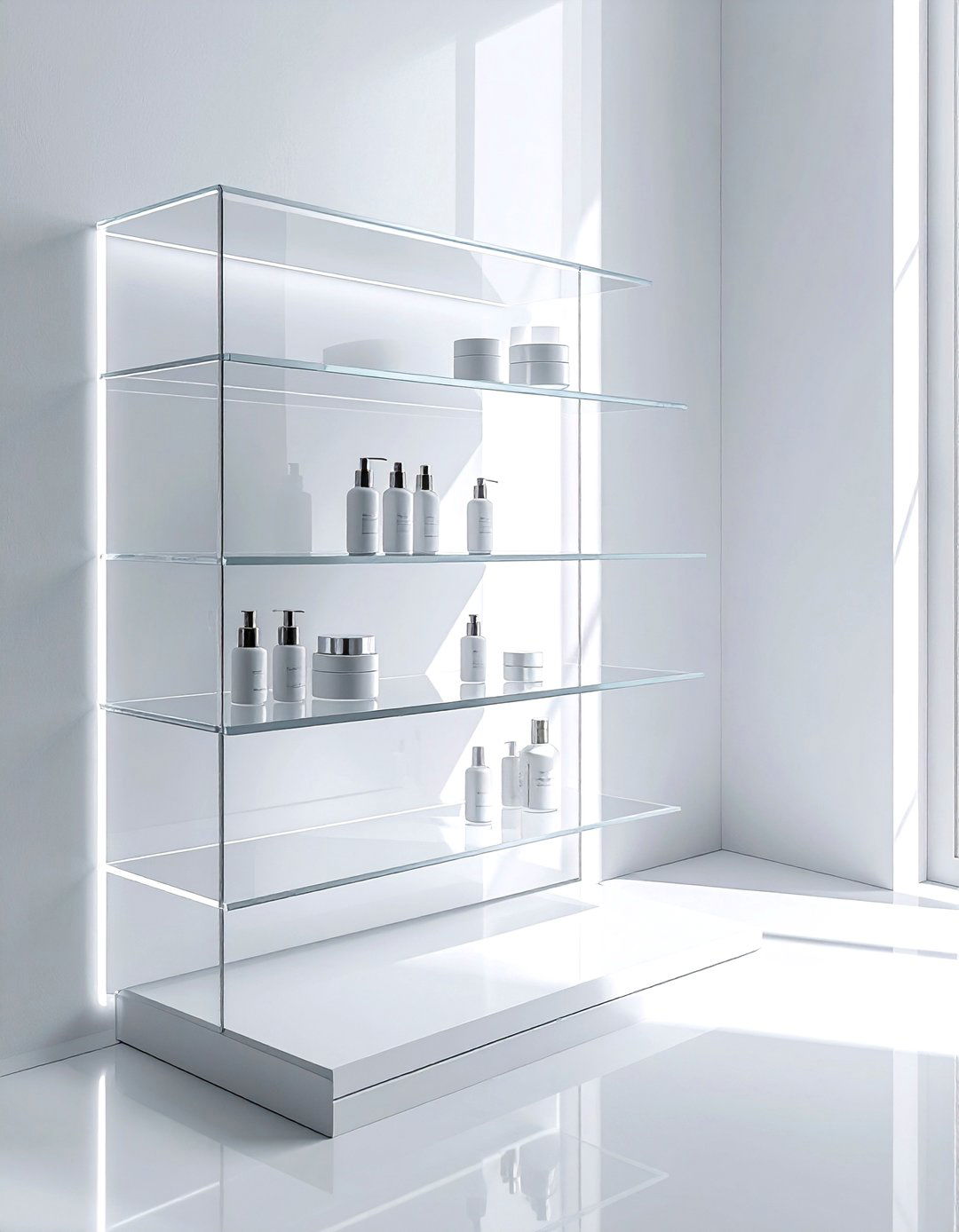 Minimalist Acrylic Corner Shelving - 30 bathroom corner shelving ideas