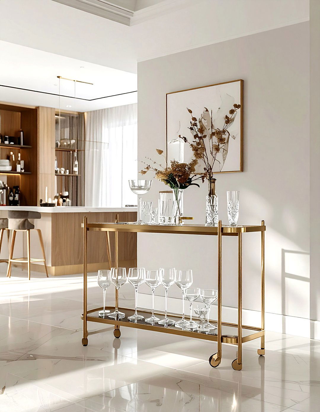 Minimalist Bar Cart - 30 dining room accent ideas