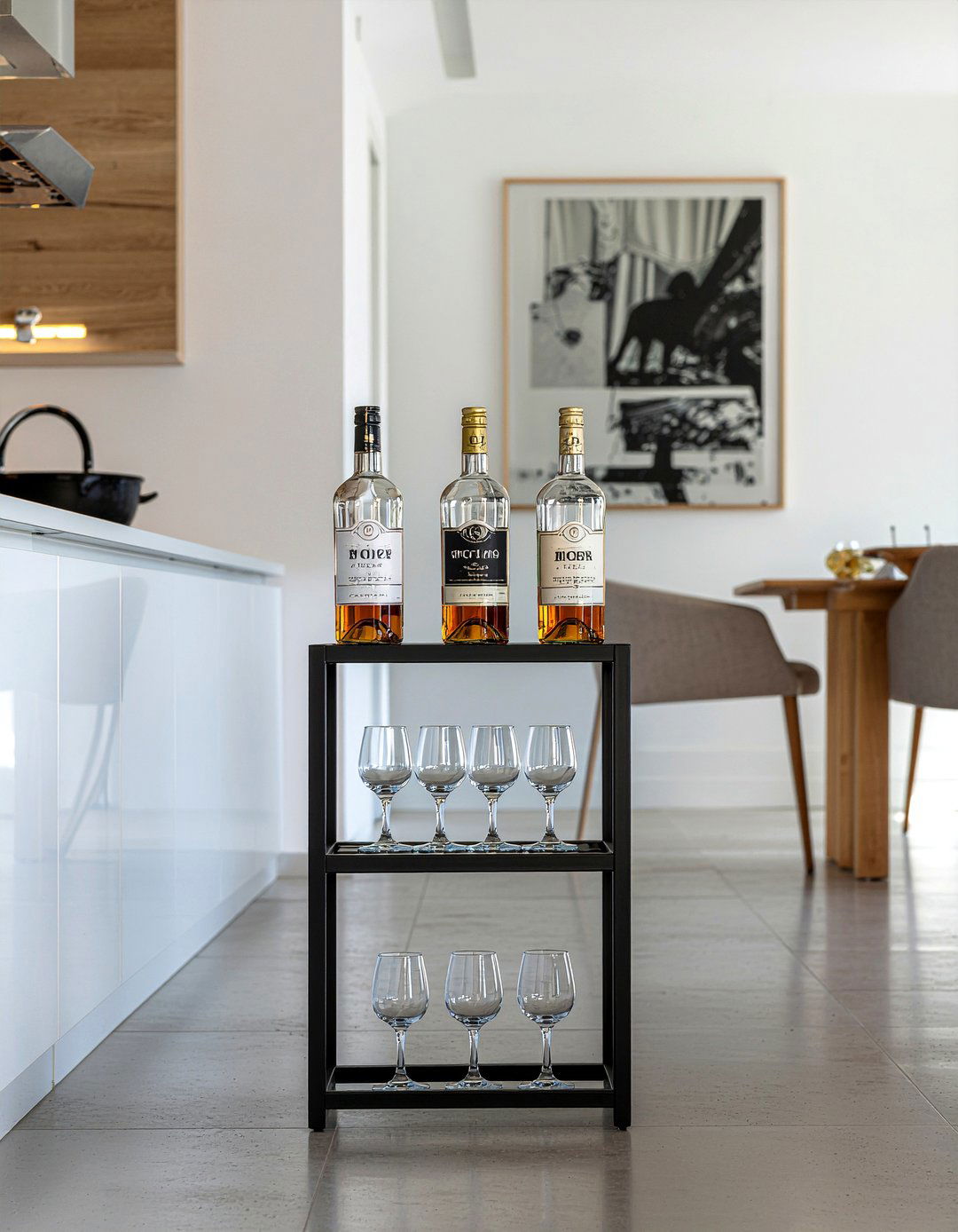 Minimalist Bar Cart - 30 dining room bar cart ideas