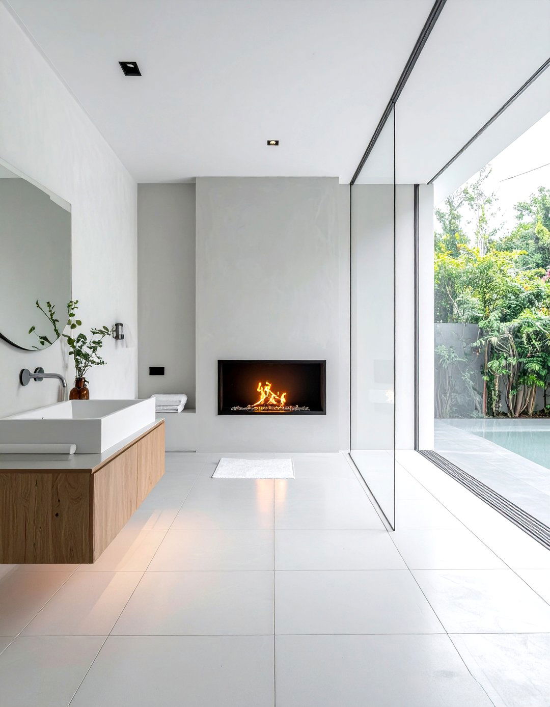 Minimalist Bathroom Fireplace - 30 bathroom with fireplace ideas