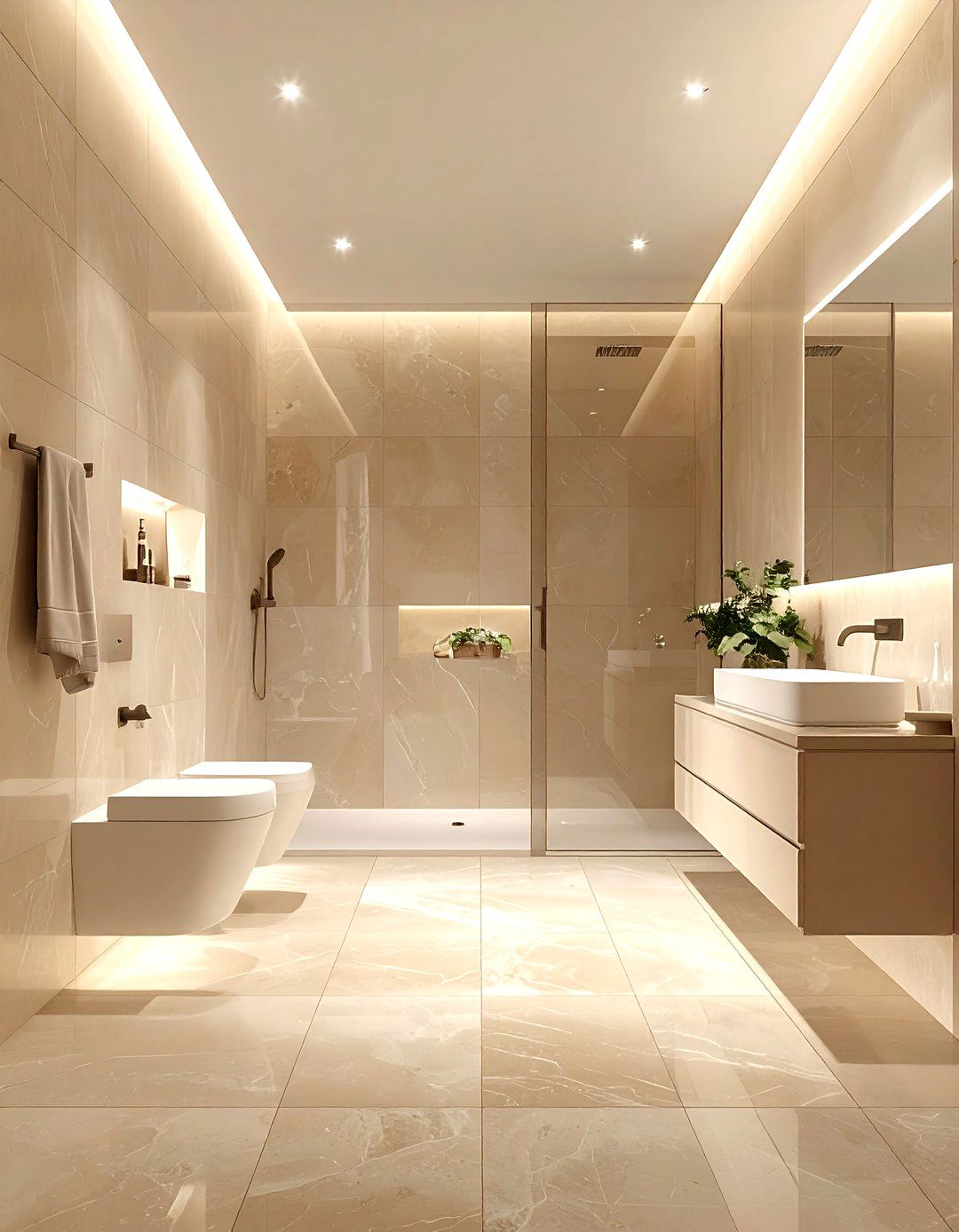 Minimalist Beige Bathroom - 30 warm tan bathroom ideas