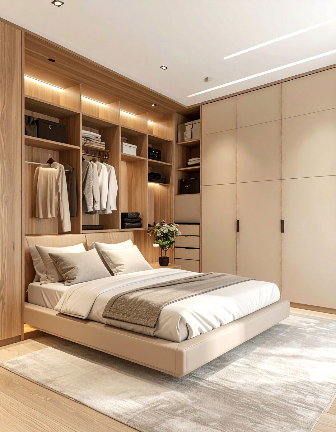 Minimalist Beige Bedroom Built In Storage - 30 minimalist beige bedroom ideas