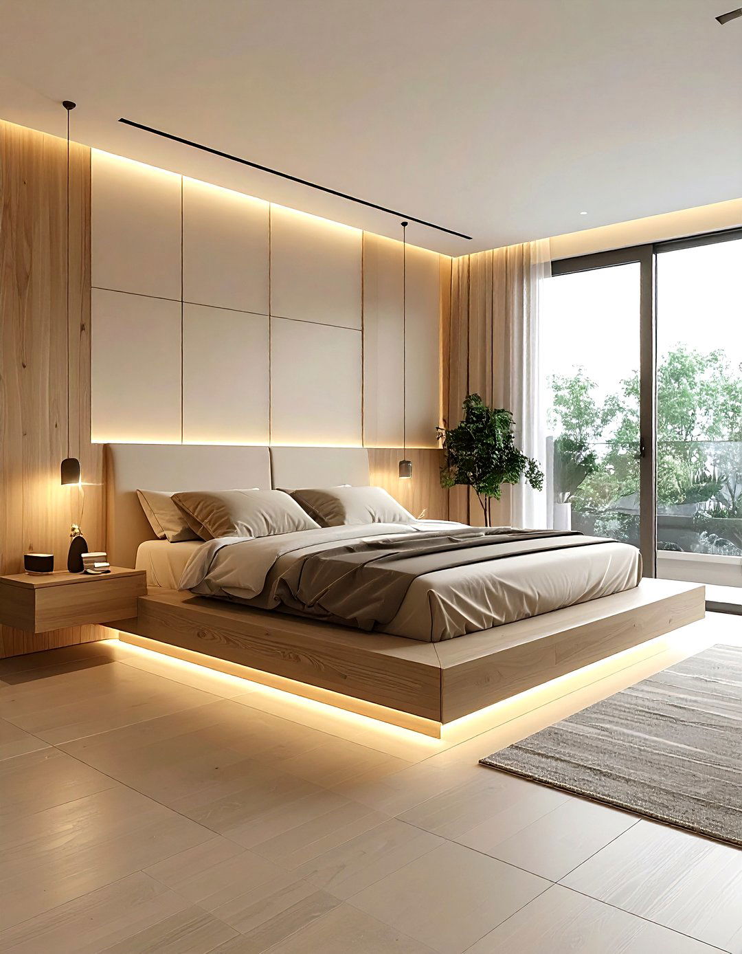 Minimalist Beige Bedroom Floating Bed - 30 minimalist beige bedroom ideas