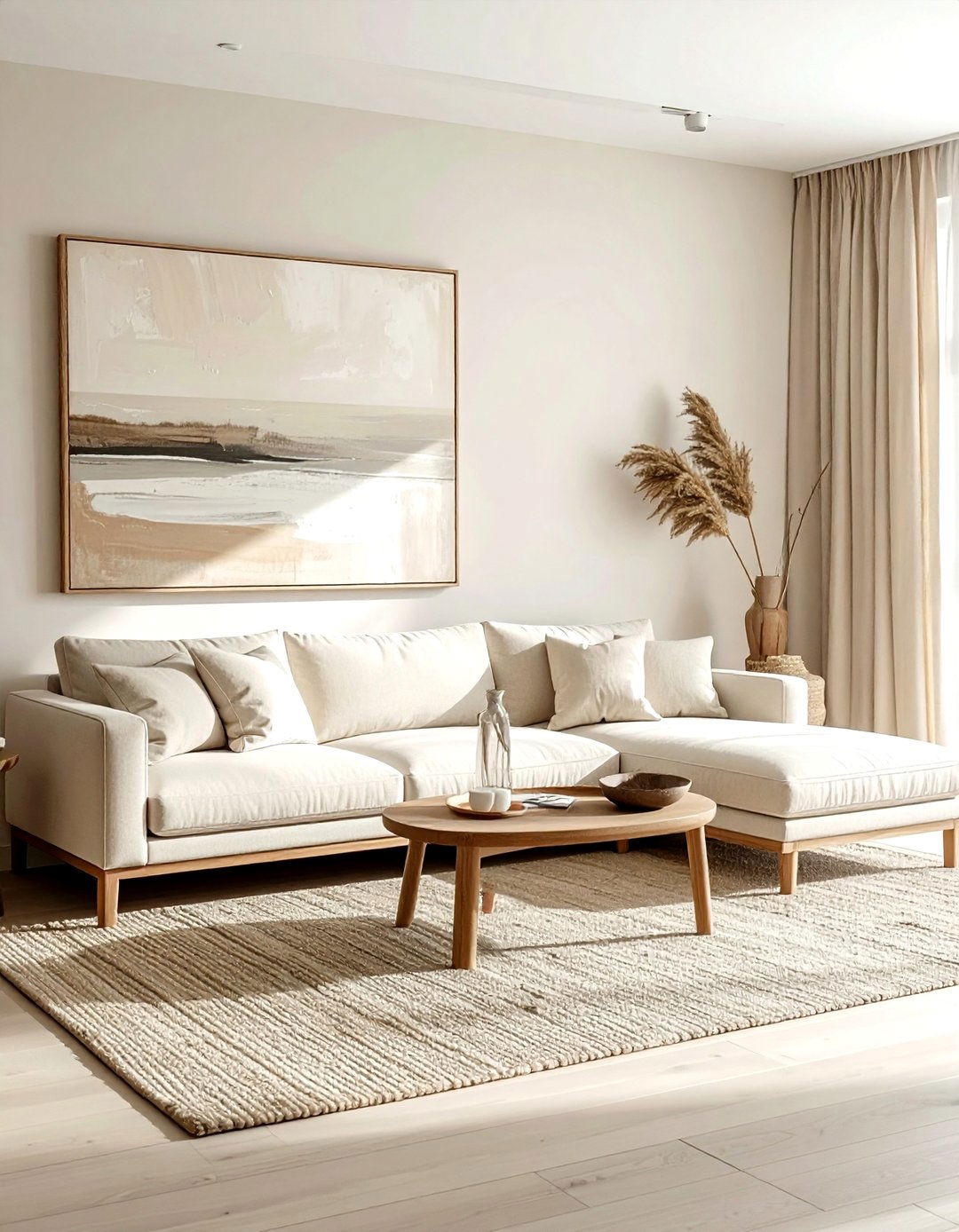 Minimalist Beige Coastal Living Room - 30 coastal beige living room ideas