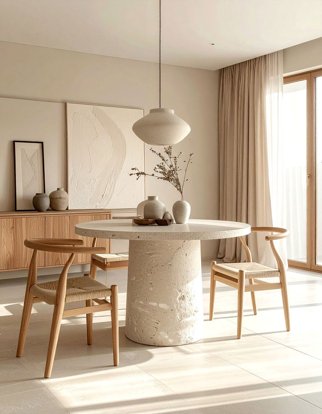 Minimalist Beige Dining Area - 30 beige dining room decor ideas