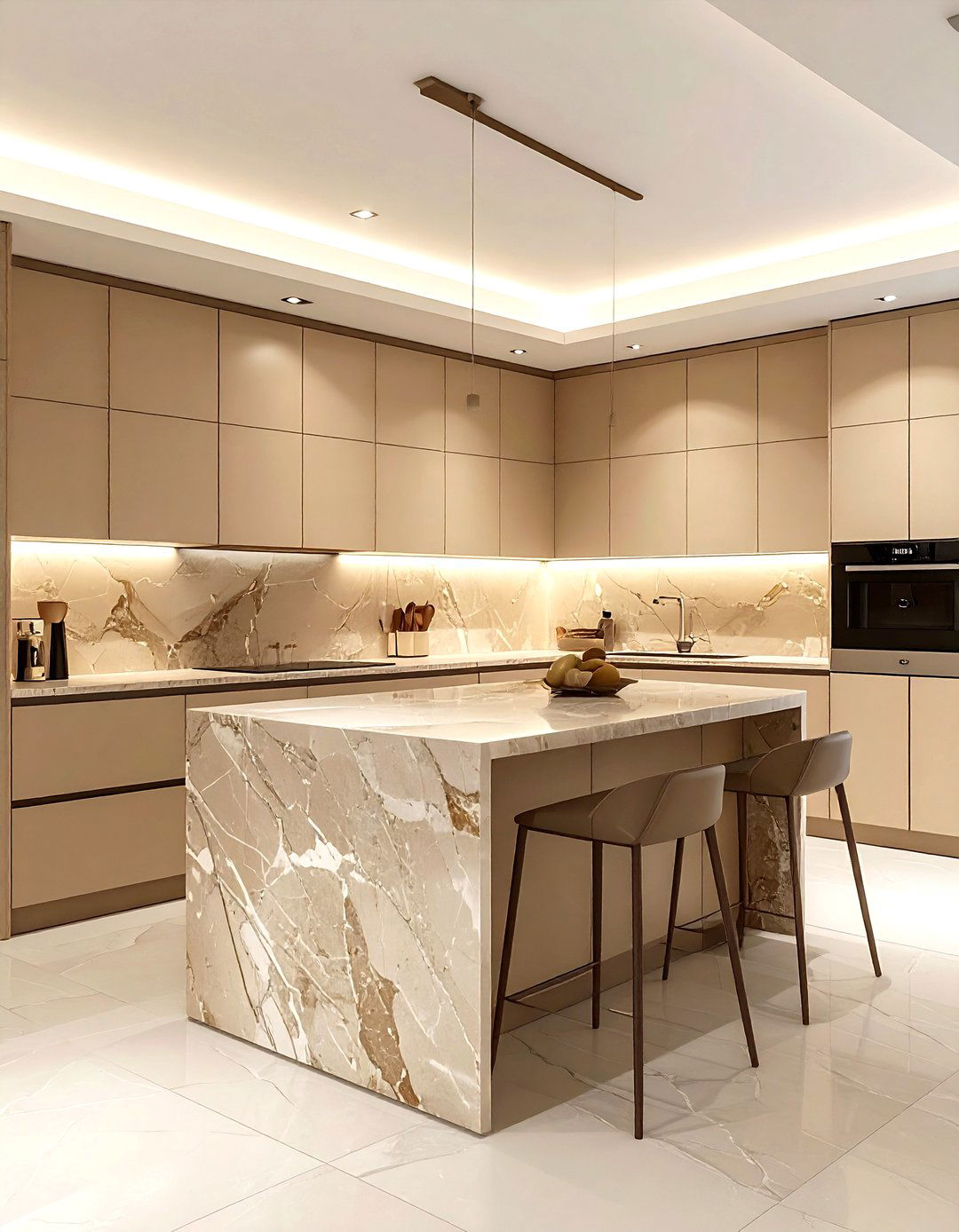 Minimalist Beige Kitchen - 30 warm tan kitchen ideas