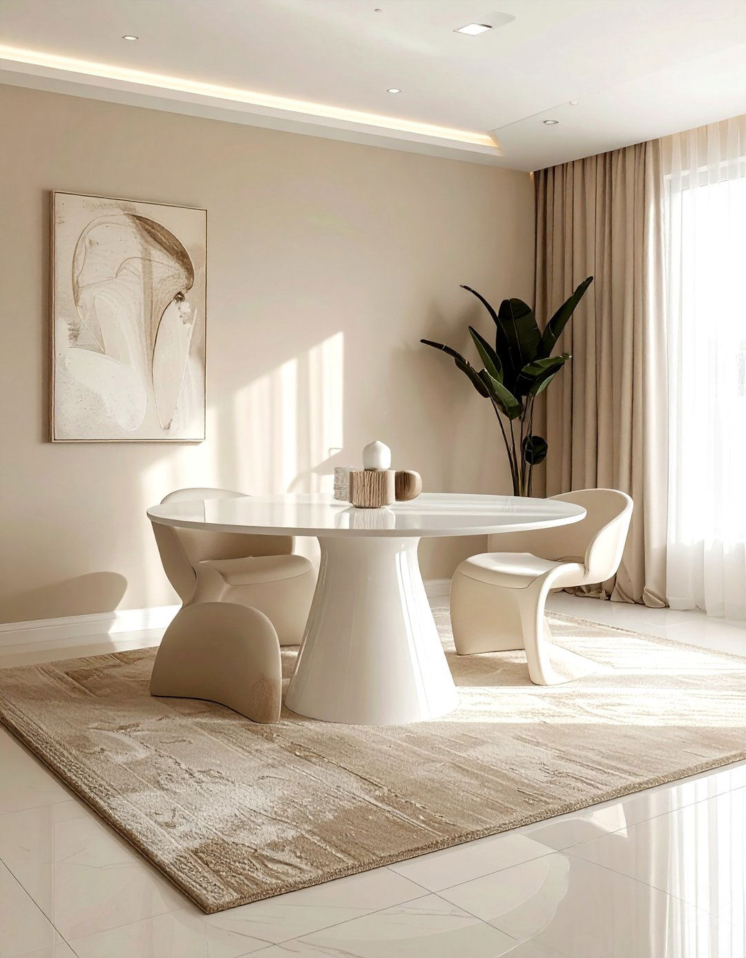 Minimalist Beige White Dining Room - 30 beige and white dining room ideas