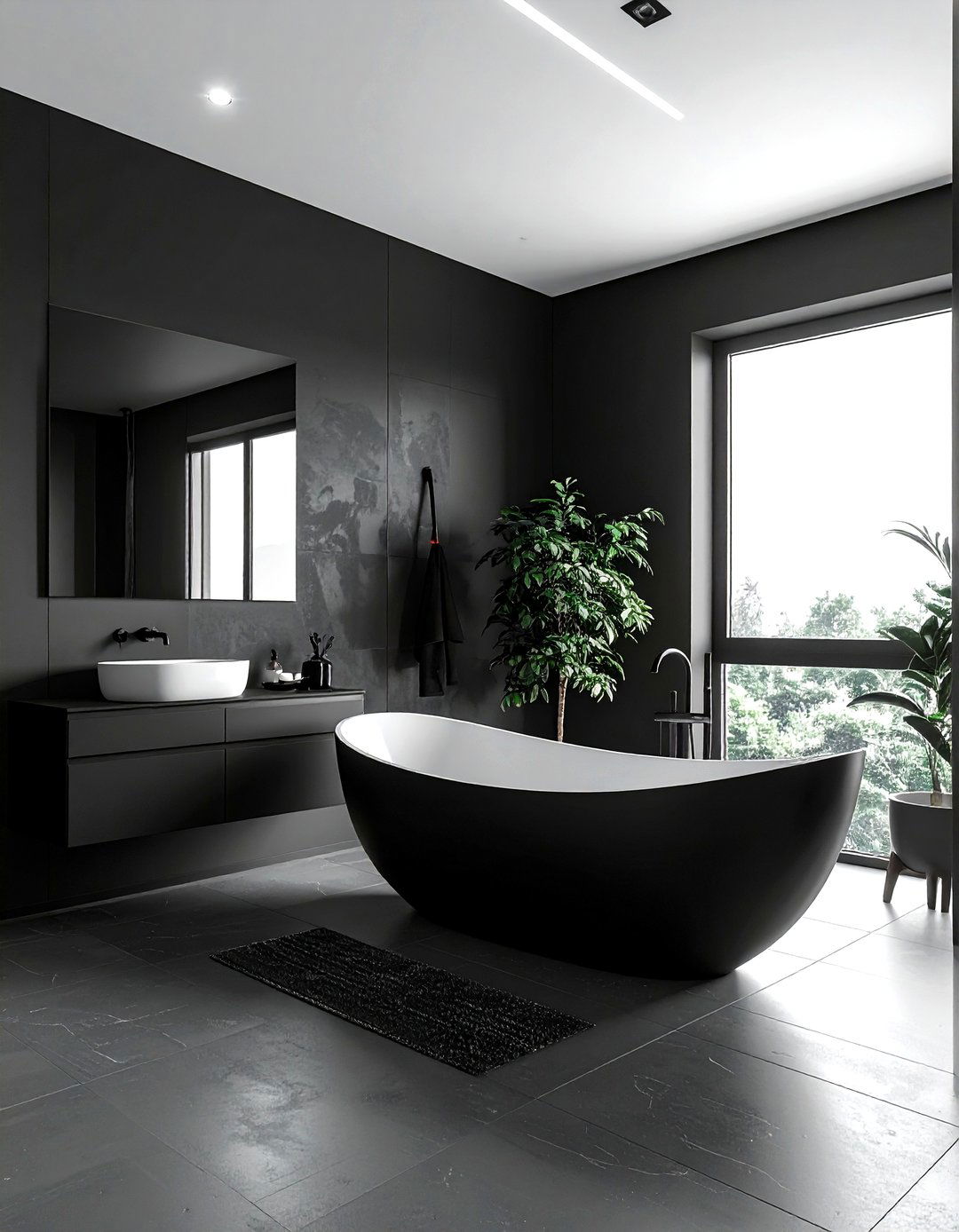 Minimalist Black Bathroom - 30 dark black bathroom ideas