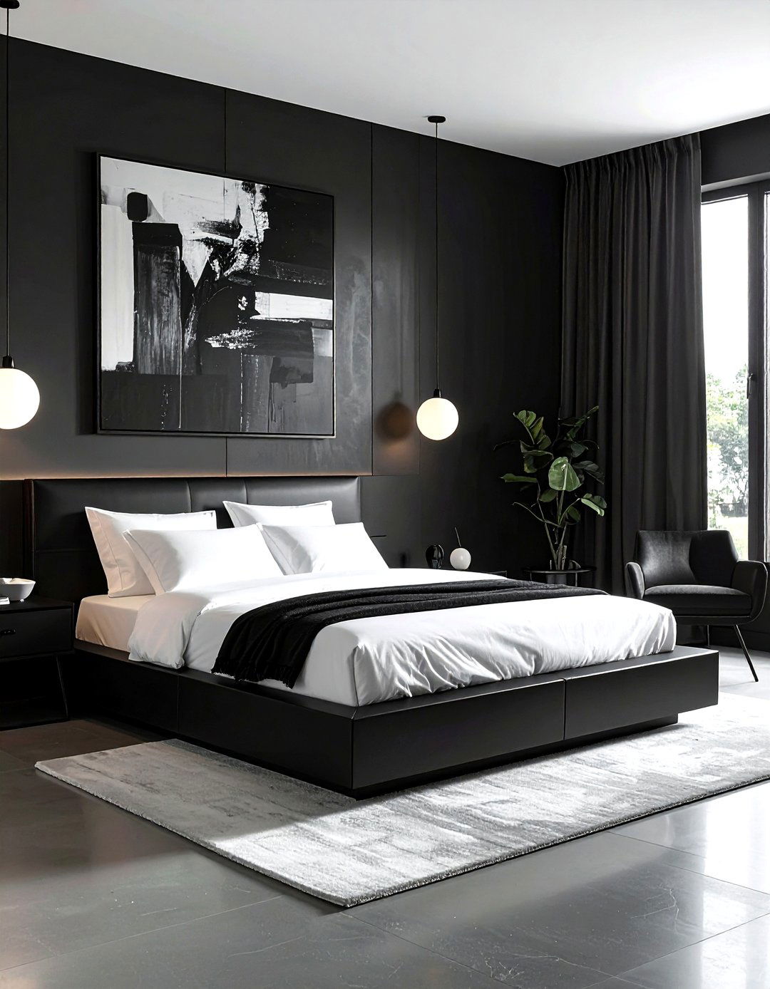 Minimalist Black Bedroom - 30 dark black bedroom ideas