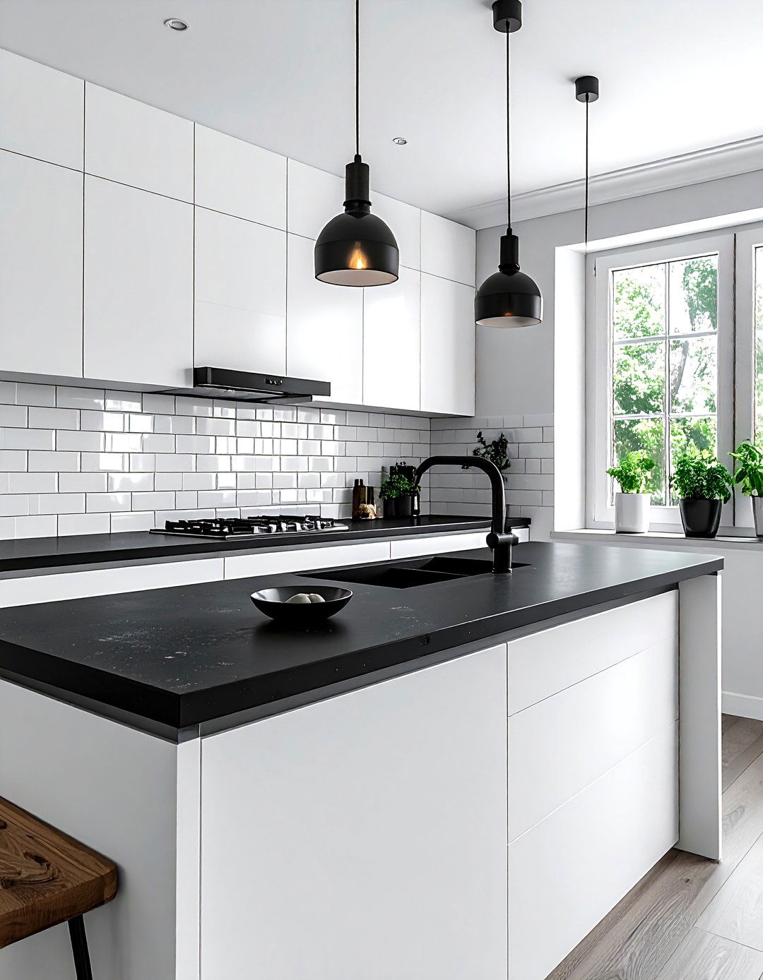 Minimalist Black Countertop White Backsplash - 30 black countertop kitchen ideas