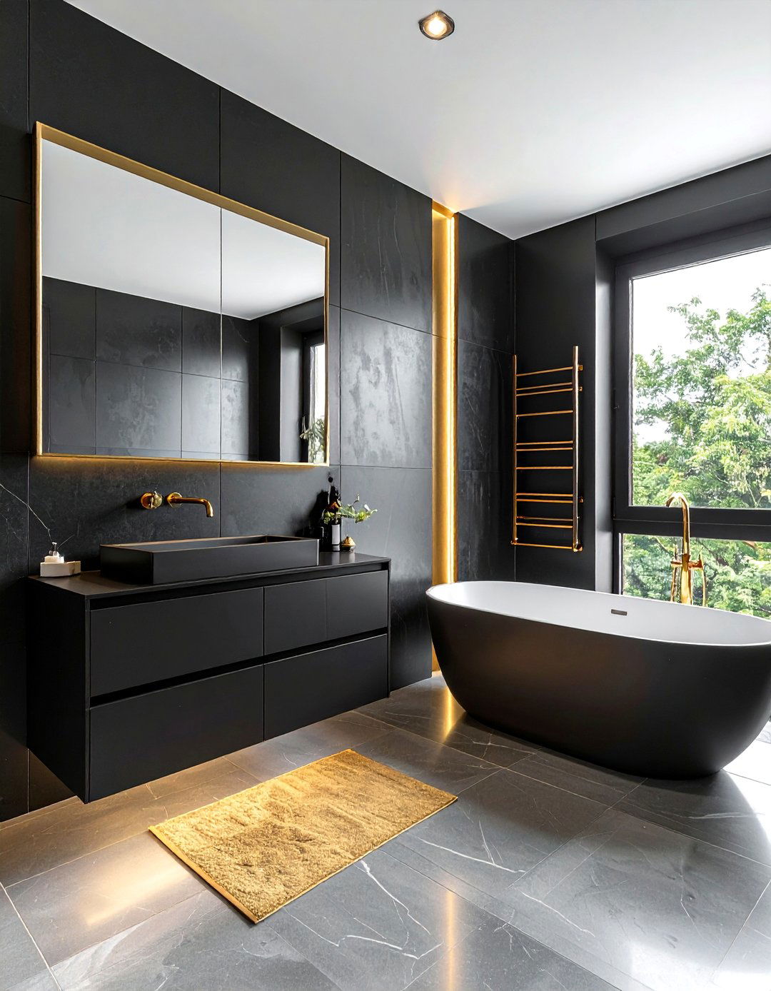 Minimalist Black Gold Bathroom - 30 black and gold bathroom ideas