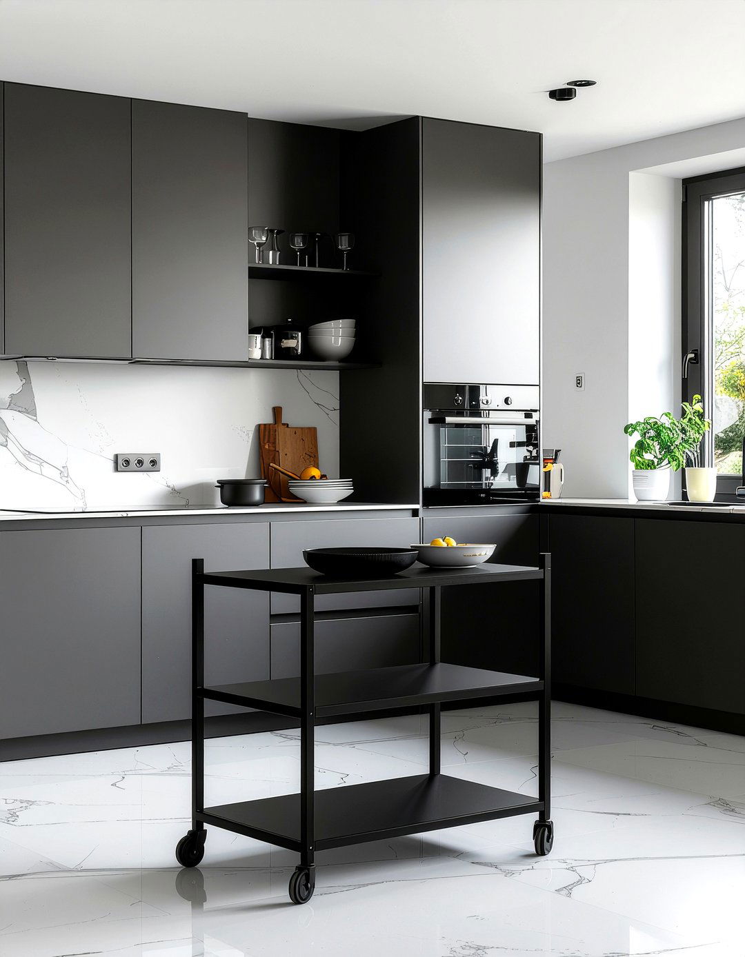 Minimalist Black Kitchen Cart - 30 kitchen cart ideas